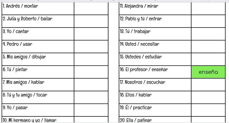 Directions: Type the correct conjugations.-example-1