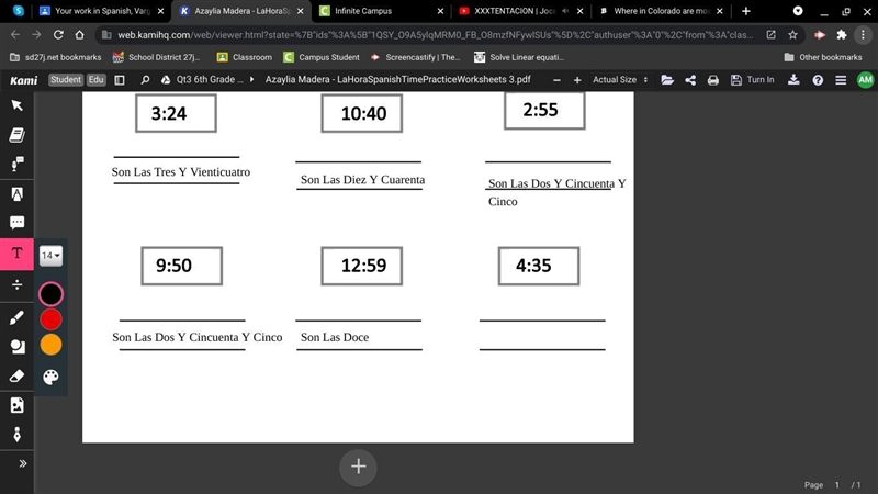 Helpp mehh with the last one: Look at the times on each clock and write it out in-example-1