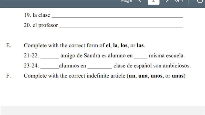 Spanish help? Thanks, only 2 questions ~ Use the correct form of "el" &quot-example-1