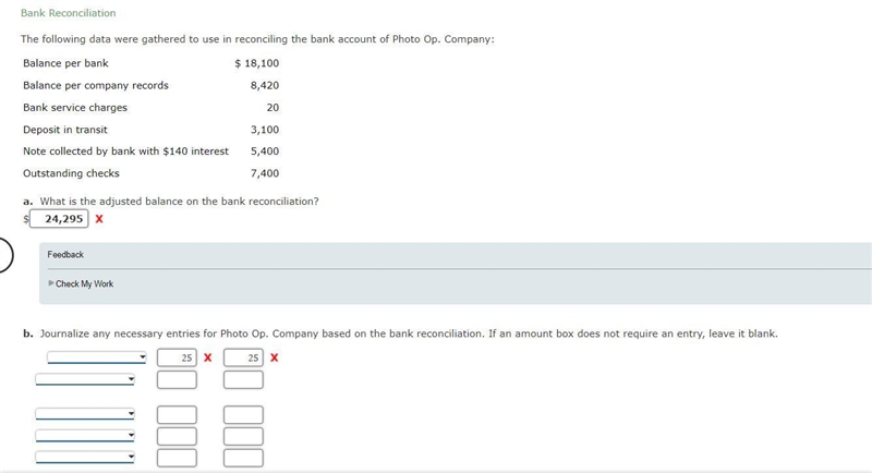 The following data were gathered to use in reconciling the bank account of Photo Op-example-1