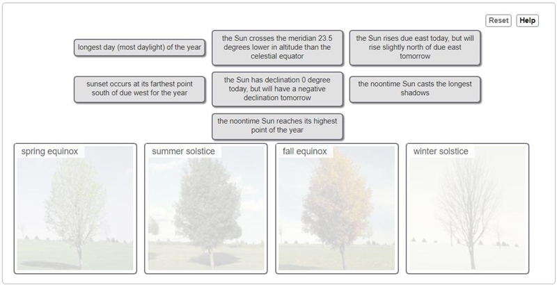 Listed following are observable characteristics of equinoxes and solstices in the-example-1