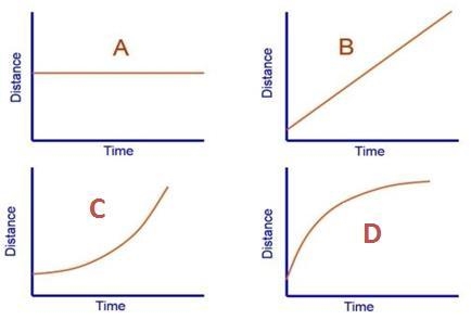 Which graph is showing the motion of constant speed? A B A and B D-example-1