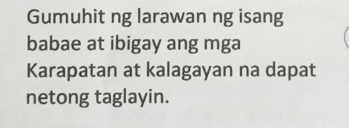 Magbigay ng karapatan at kalagayan na dapat taglayin ng babae... I really need this-example-1