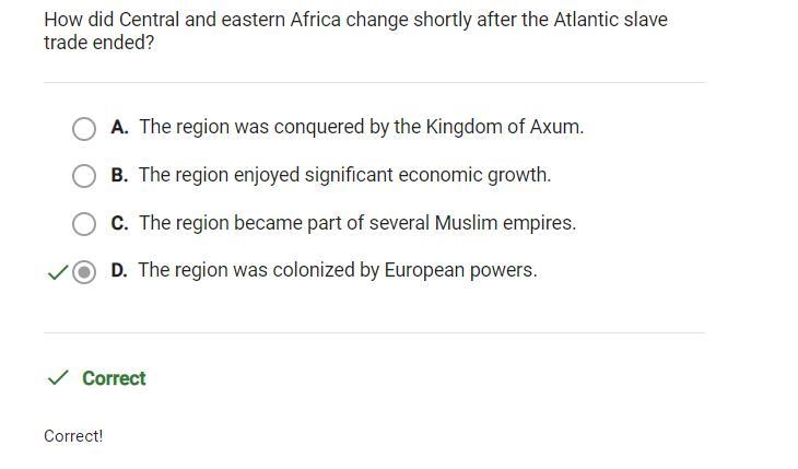 how did central and eastern africa change shorly after the atlantic slave trade ended-example-1