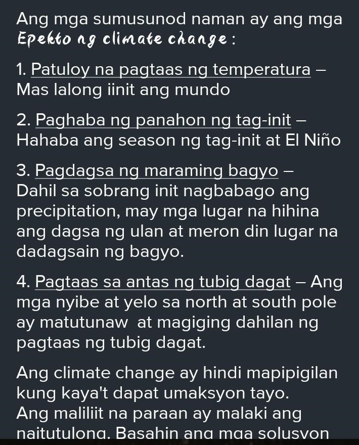 Ano ang dahilan at epekto ng climate change-example-1