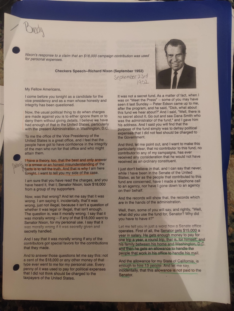 10th grade , planning an essay. Essay on logical fallacies for Richard Nixon's checkers-example-3