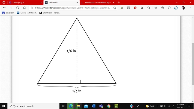 What is the area, in square inches, of the shape below? Express your answer as a fraction-example-1