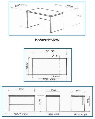 ISOMETRIC VIEW 1. What are the total number of pieces/parts of the table? Refer to-example-1