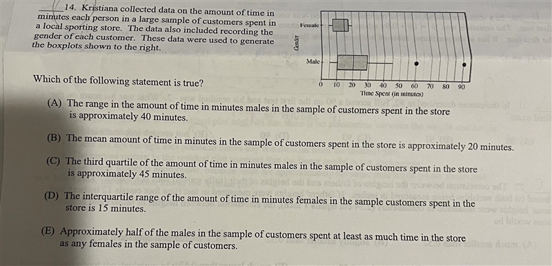 AP STATISTICS boxplot: range, mean, IQR, and 3rd quartile, see image below. Really-example-1