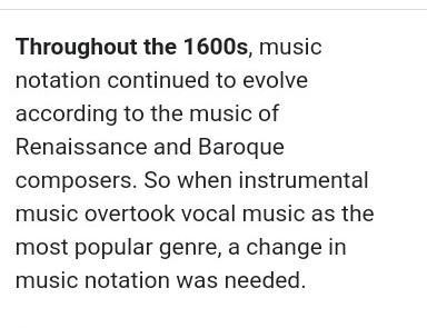 pleaseeeee helpppp. Briefly describe how musical notation changed over the centuries-example-1