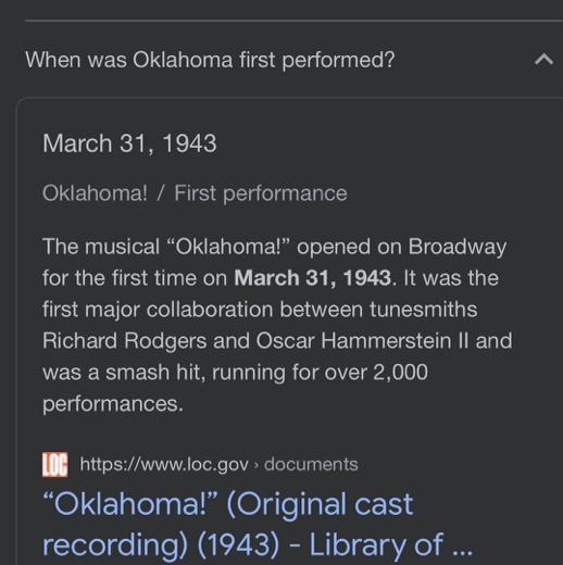 What is the history of Oklahoma! Broadway Musical ? And who was it by when it was-example-1