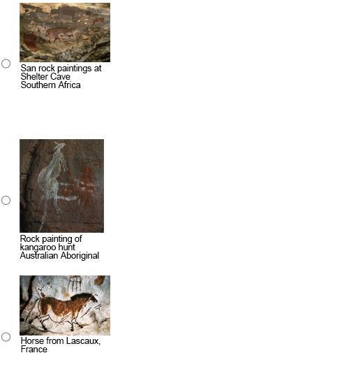 Which artwork has these characteristics? was made in caves or rock shelters used paint-example-1