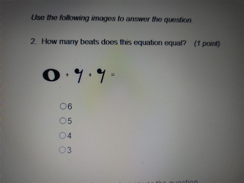 How many beats does this equation equal? A:6 B:5 C:4 D:3 PLEASE HELP-example-1