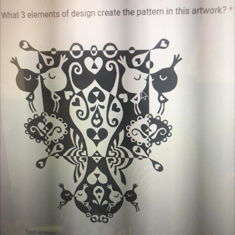 What 3 elements of design create the pattern in this artwork?-example-1