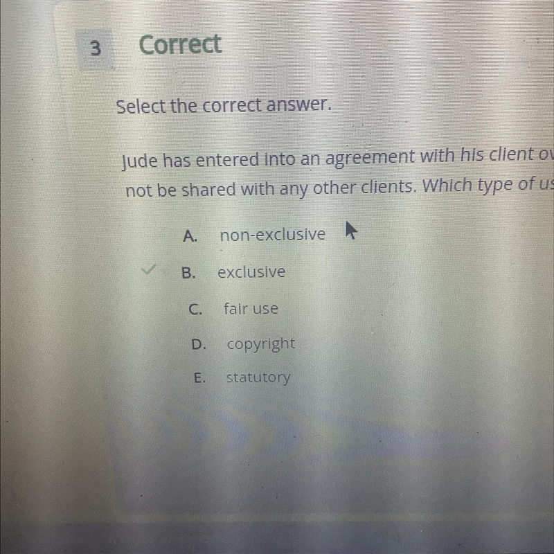 Select the correct answer. Jude has entered into an agreement with his client regarding-example-1