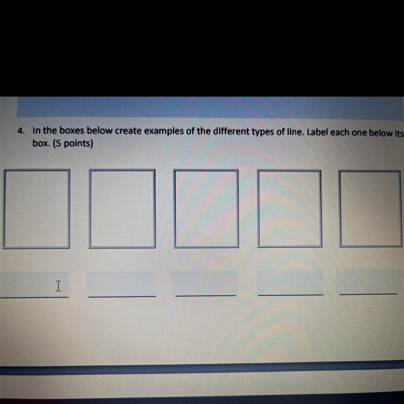 In the boxes below create examples of the different types of line. Label each one-example-1