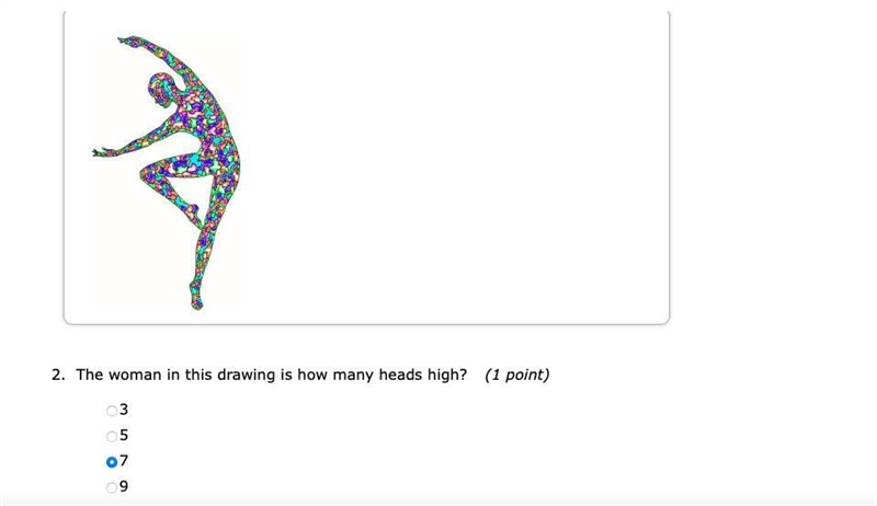 The Woman in This Drawing is how many heads high? A=3 B=5 C=7 D=9-example-1