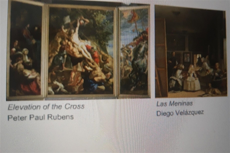 What is one similarity between Rubens's Elevation of the Cross and Velázquez's Las-example-1