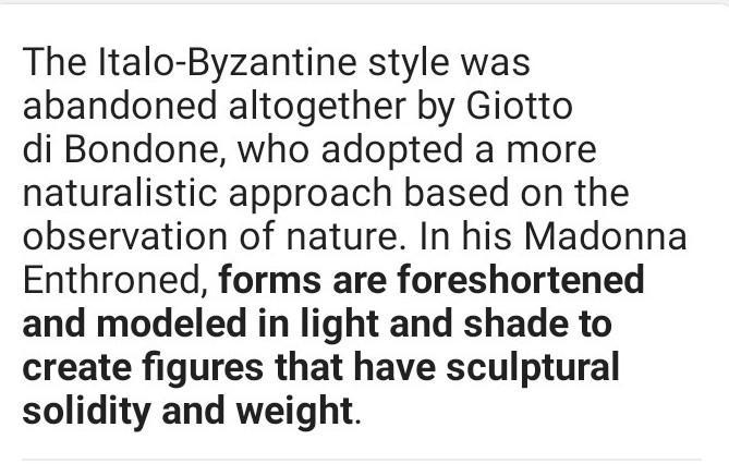 How is Giotto’s Madonna Enthroned painting different from previous depictions of the-example-1