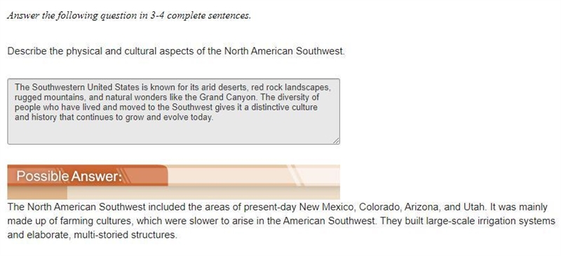 What is the physical and cultural aspects of the north american southwest-example-1