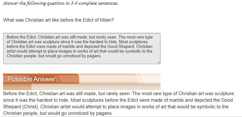 Before the edict of milan, christian art ________________-example-1