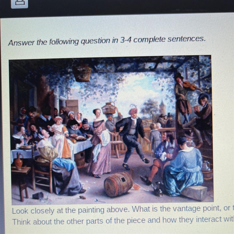 Look closely at the painting above. What is the vantage point, or the point of focus-example-1