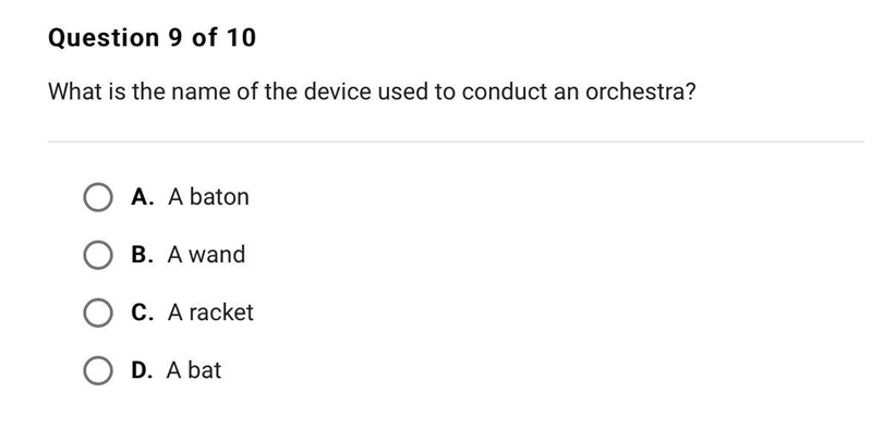 What is the name of the device used to conduct an orchestra?-example-1