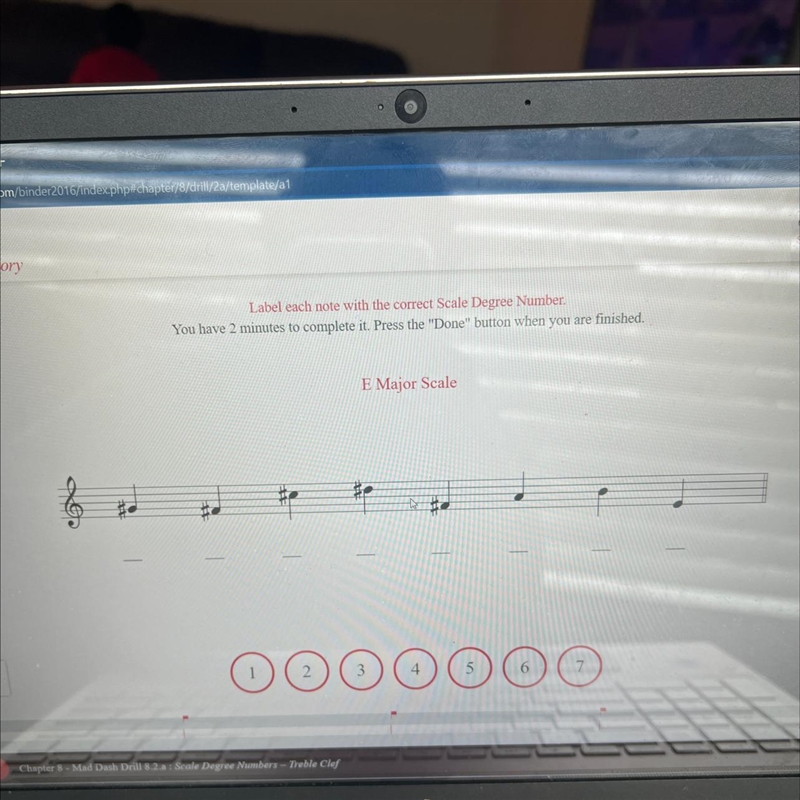 Label each note with the correct Scale Degree Number. You have 2 minutes to complete-example-1