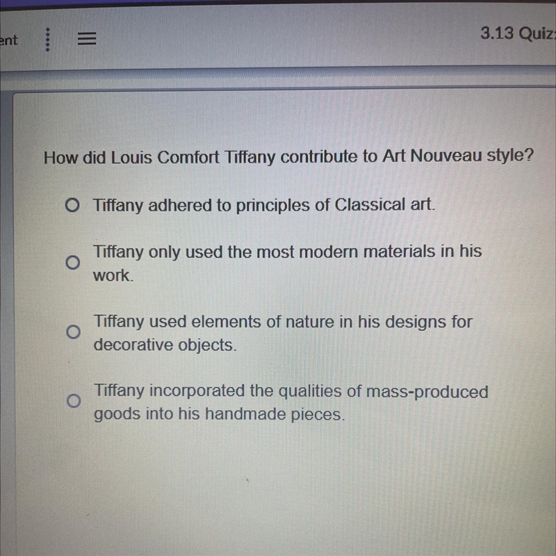 How did Louis Comfort Tiffany contribute to Art Nouveau style?-example-1