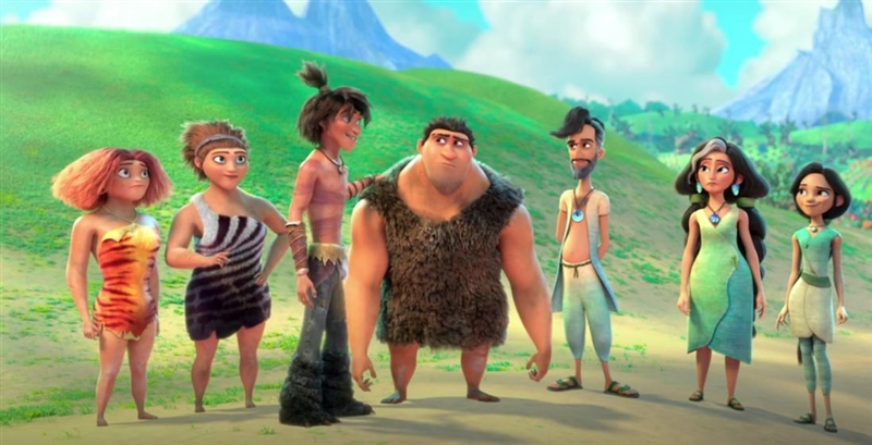 Who is the oldest character in the croods family and the youngest character-example-1