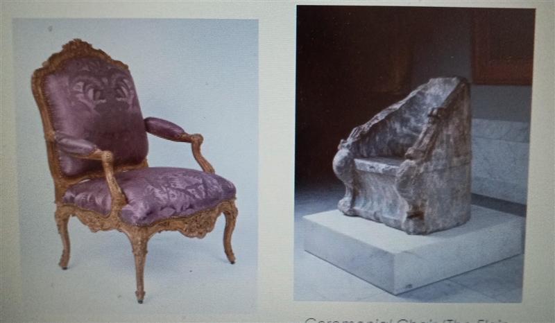 2. The detailed French chair communicates values of extravagance. In contrast, the-example-1