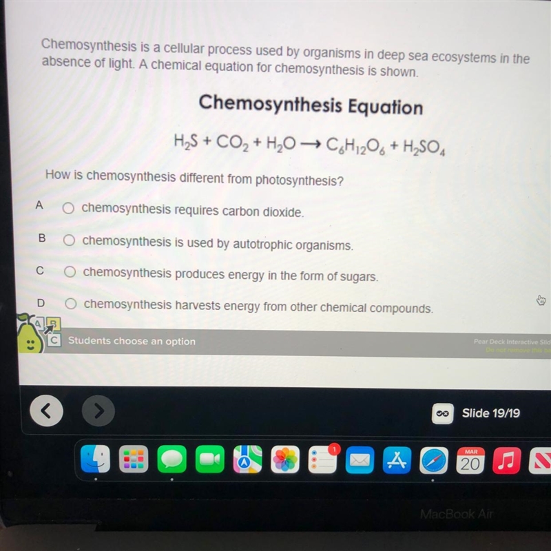 How is chemosynthesis different from photosynthesis?-example-1