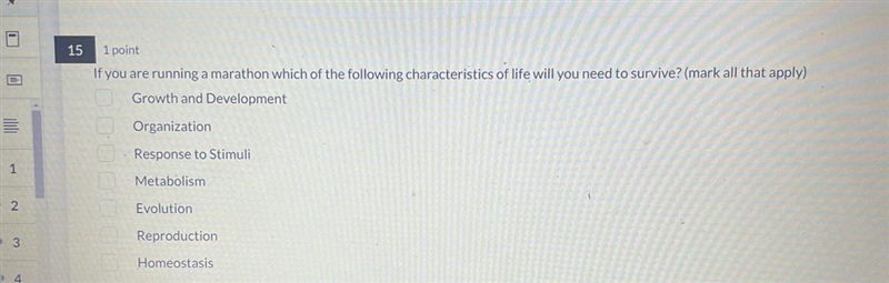 If I’m running a marathon characteristics of life would I need to survive-example-1