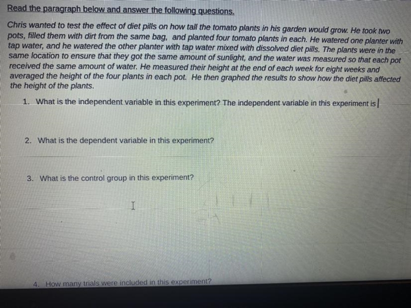 NEED HELP ASAP!! PLEASE HELP!! WHAT IS THE INDEPENDENT AND DEPENDENT VARIABLE? WHAT-example-1