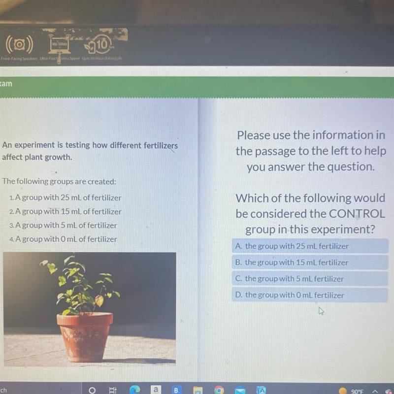 An experiment is testing how different fertilizers affect plant growth. The following-example-1