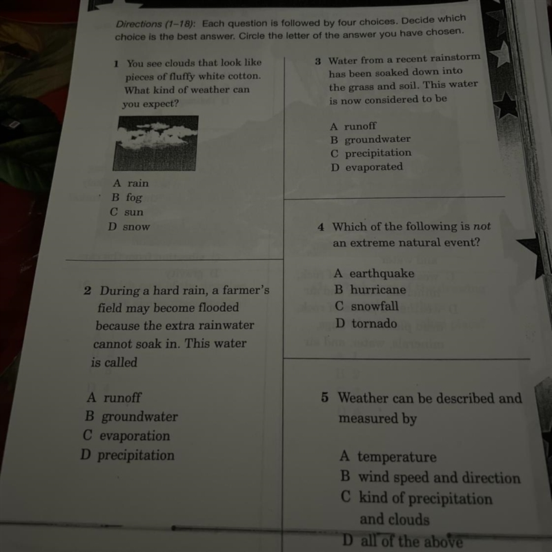 ☆ 7 Building Stamina Directions (1-18): Each question is followed by four choices-example-1