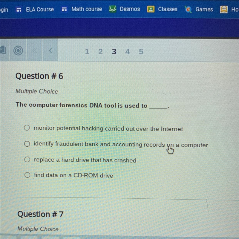 The computer forensics DNA tool is used to O monitor potential hacking carried out-example-1