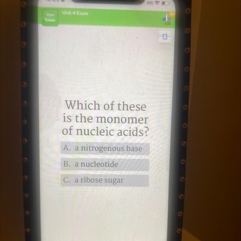 Which of these is the monomer of nucleic acids? whats the correct answer answer asap-example-1