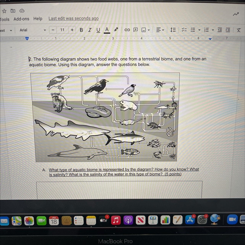 A. What type of aquatic biome is represented by the diagram? How do you know? Whatis-example-1