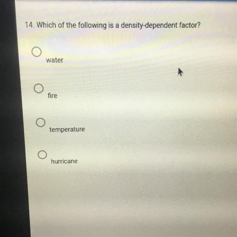 Which of the following is a density-dependent factor?-example-1