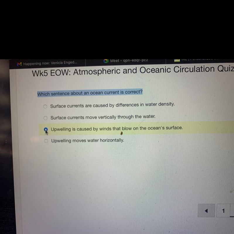 Which sentence about an ocean current is correct? Science pls need help asap-example-1