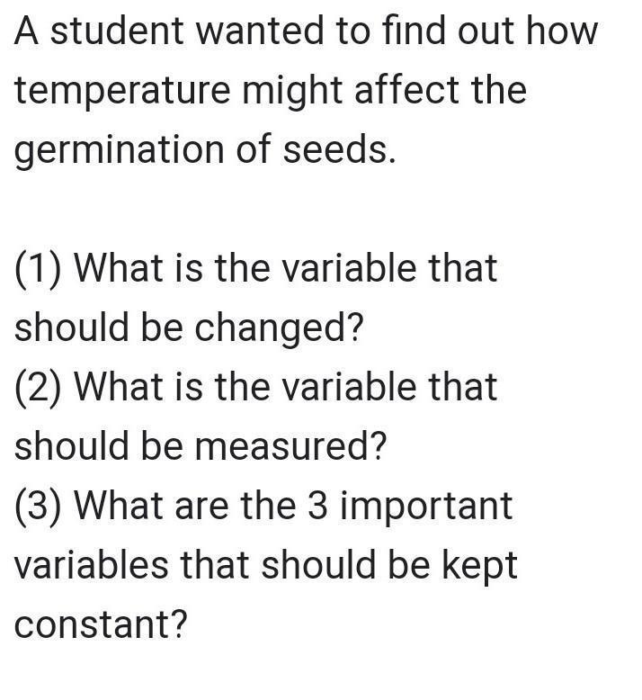 A student wanted to find out how temperature might affect the germination of seeds-example-1