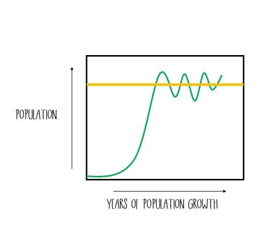 When a population grows past the ecosystem's carrying capacity, what happens to the-example-1