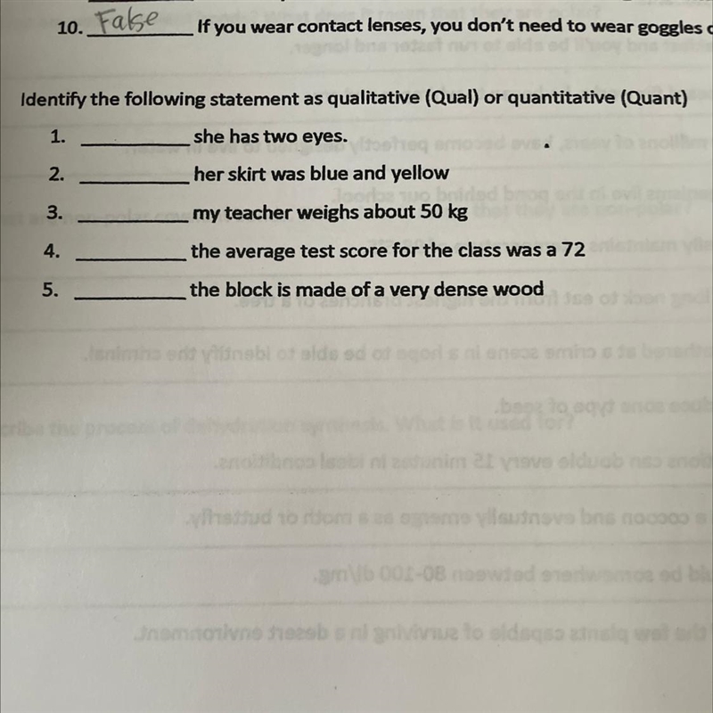 Identify the following statement as qualitative (Qual) or quantitative (Quant)-example-1