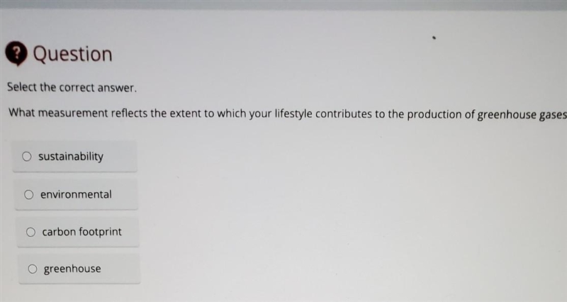 What measurement reflects the extent to which your lifestyle contributes to the production-example-1