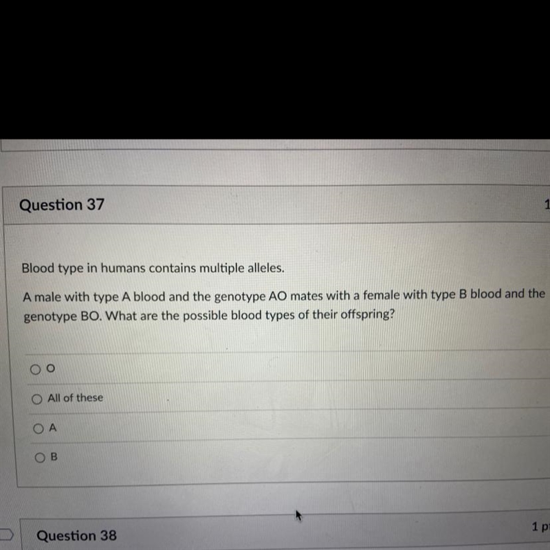 Blood type in humans contains multiple alleles.A male with type A blood and the genotype-example-1