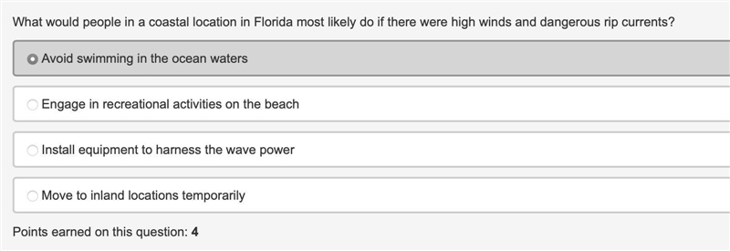 What would people in a coastal location in Florida most likely do if there were high-example-1