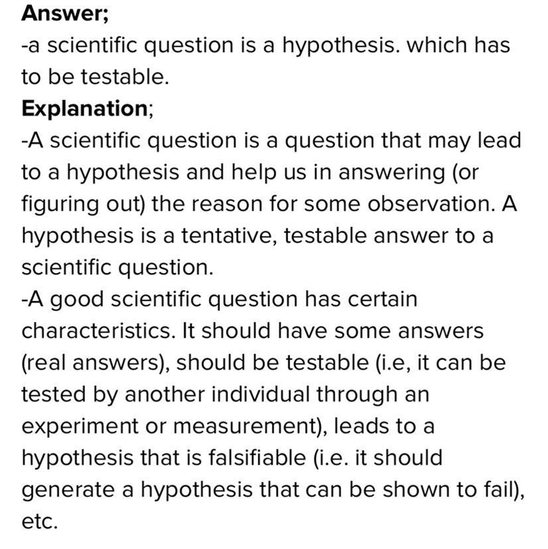 Which statement best describes a scientific question? It must be based on a hypothesis-example-1