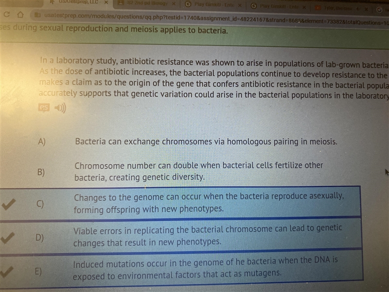 In a laboratory study, antibiotic resistance was shown to arise in populations of-example-1