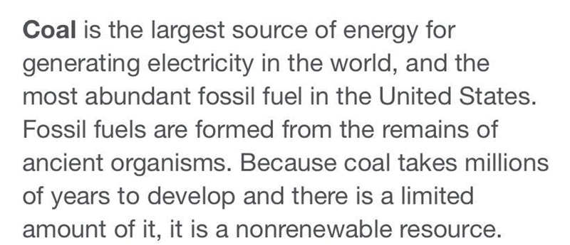 Which resource takes the longest amount to form? Sunlight Water Wood Coal-example-1